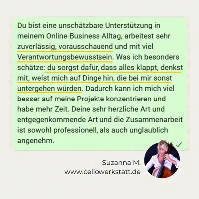 Testimonial - Kundenstimme Suzanna